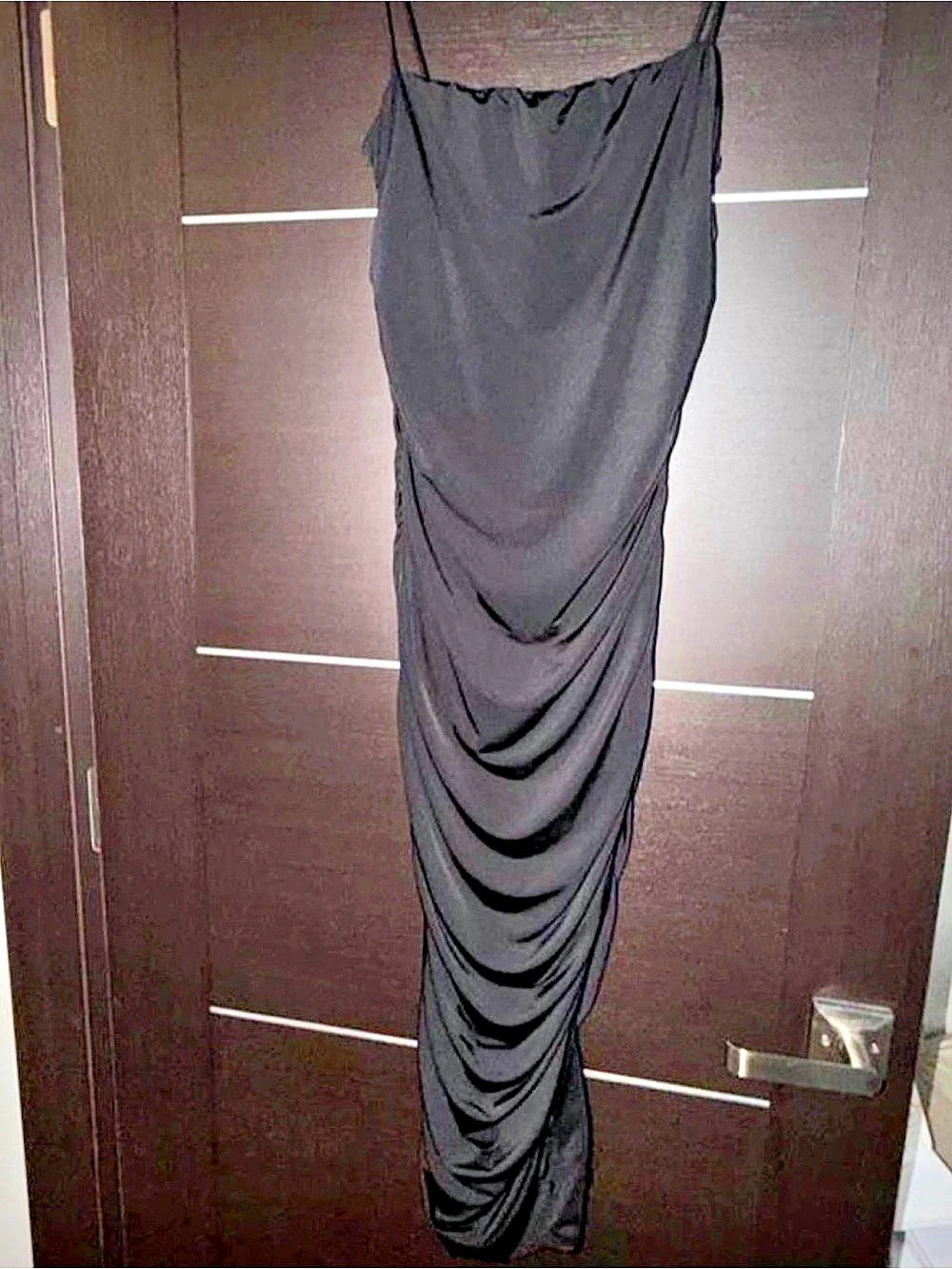 Lovely Day Black Ruched Maxi Dress Size Large